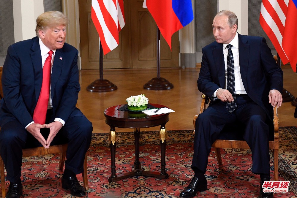 7月16日，美国总统特朗普（左）和俄罗斯总统普京在芬兰首都赫尔辛基举行会晤。这是特朗普就任美国总统以来，美俄两国总统首次举行正式会晤。新华社发（海基·绍科马摄）